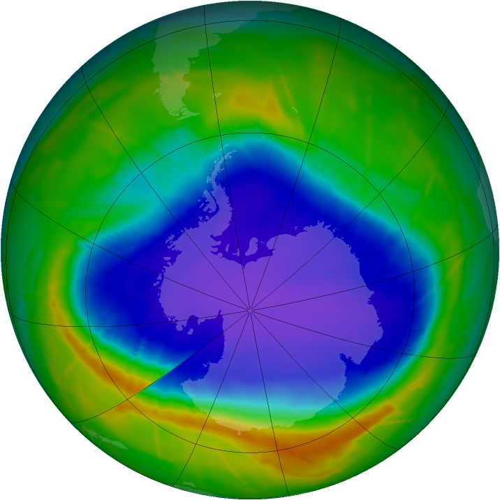 Antarctic ozone map for 03 October 2010